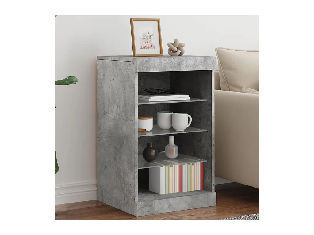 Credenza | Buffet | Armadio con Luci LED Grigio Cemento 41x37x67 cm