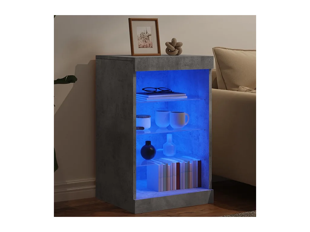 Credenza | Buffet | Armadio con Luci LED Grigio Cemento 41x37x67 cm