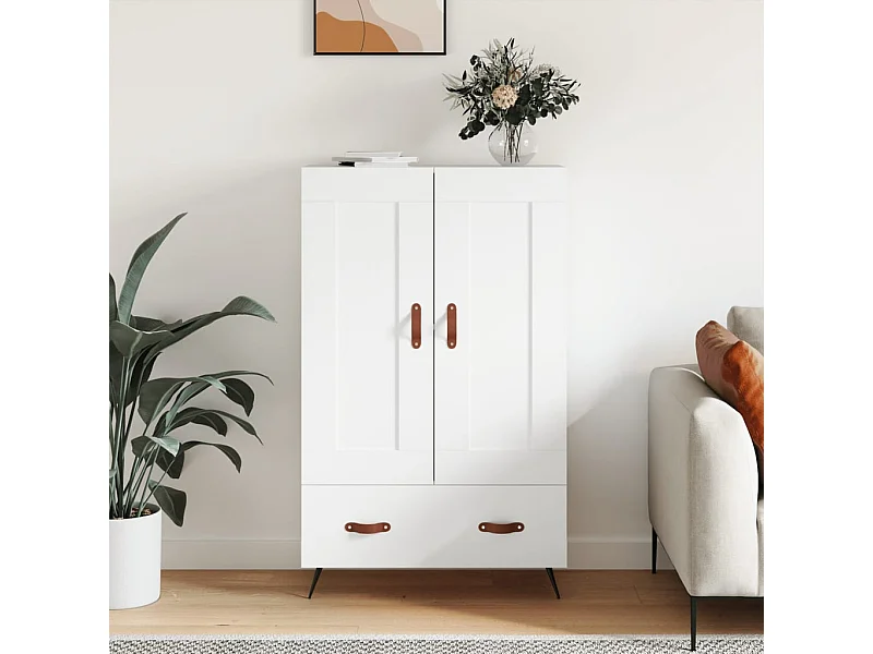 Buffet | Bahut | Meuble de rangement haut blanc 69,5x31x115 cm bois d'ingénierie