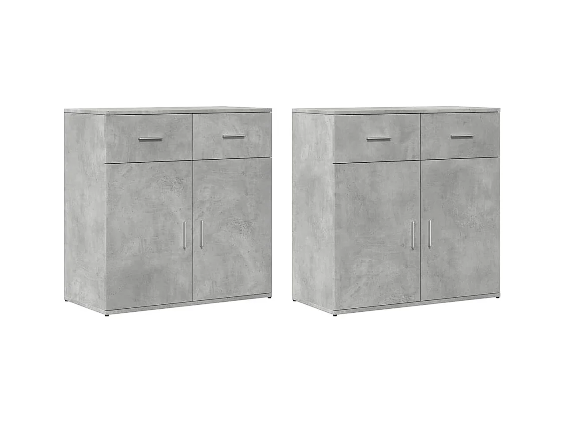 Credenze | Buffet | Armadi 2 pz Grigio Cemento 79x38x80 cm in Legno Multistrato
