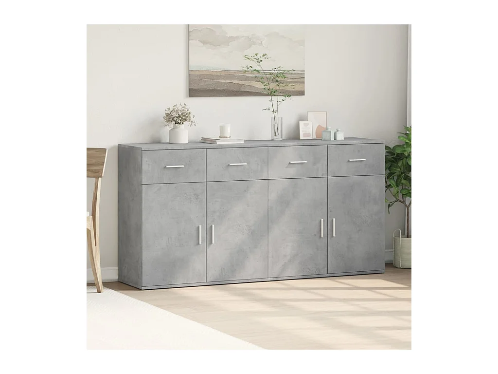 Credenze | Buffet | Armadi 2 pz Grigio Cemento 79x38x80 cm in Legno Multistrato