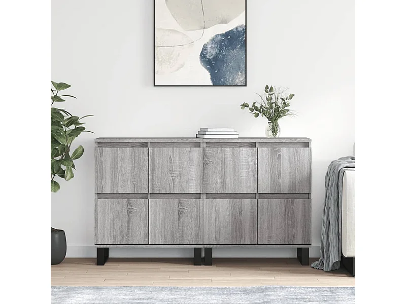 Buffets | Bahuts | Meuble de rangement 2 pcs sonoma gris bois d'ingénierie