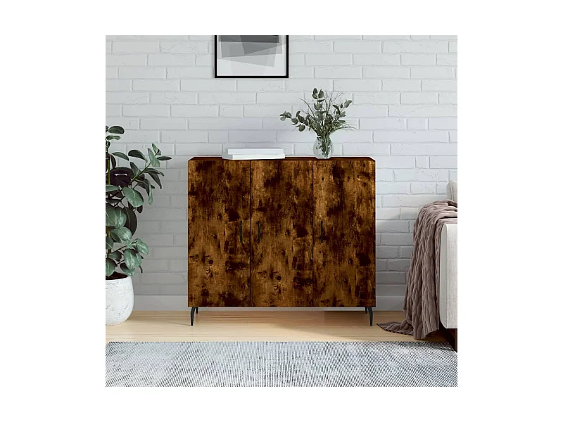 Buffet | Bahut | Meuble de rangement chêne fumé 90x34x80 cm bois d'ingénierie