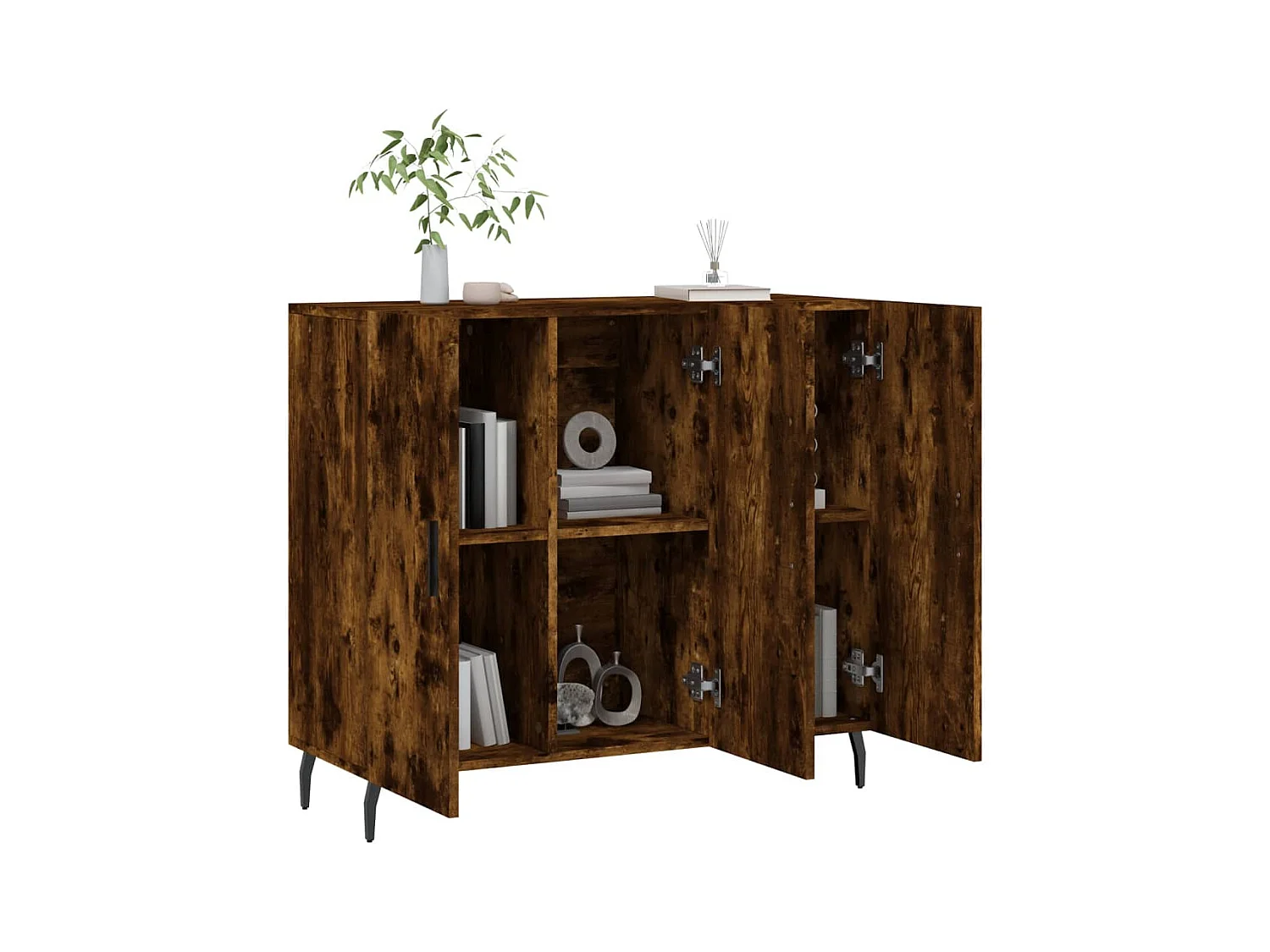 Credenza | Buffet | Armadio Rovere Fumo 90x34x80 cm in Legno Multistrato