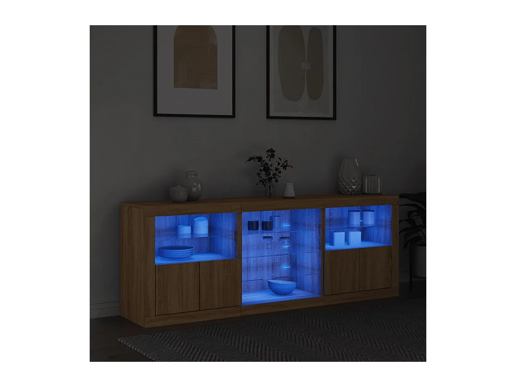 Credenza | Buffet | Armadio con Luci LED Rovere Sonoma 181,5x37x67 cm