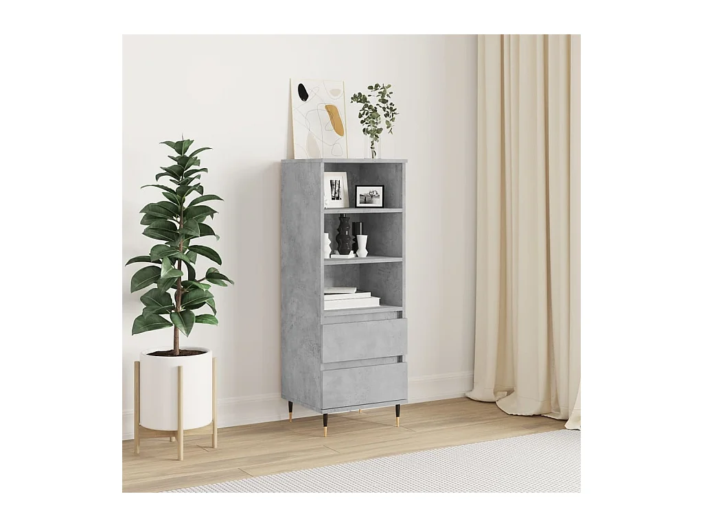 Buffet | Bahut | Meuble de rangement haut Gris béton 40x36x110 cm Bois d'ingénierie