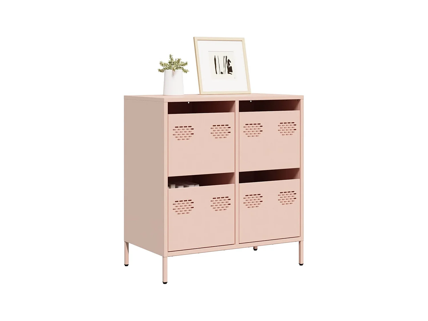 Buffet | Commode à tiroir | Meuble de rangement rose 68x39x73,5 cm acier laminé à froid