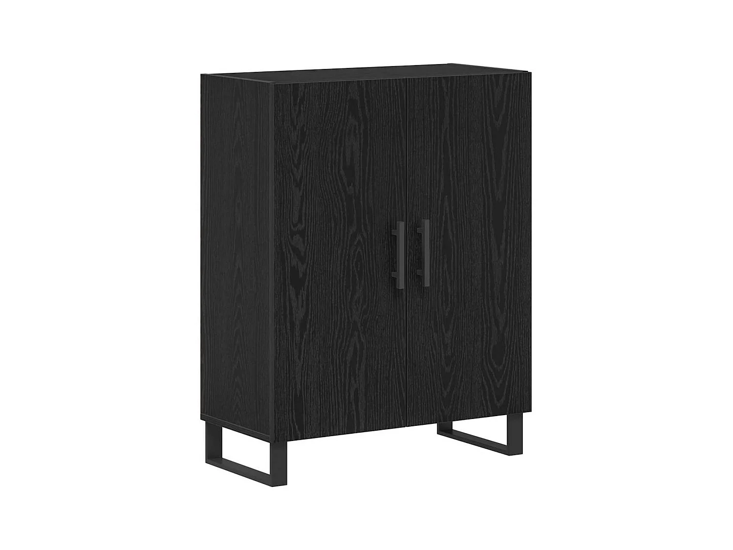 Credenza | Buffet | Armadio Nero Rovere 69,5x34x90 cm Legno ingegnerizzato