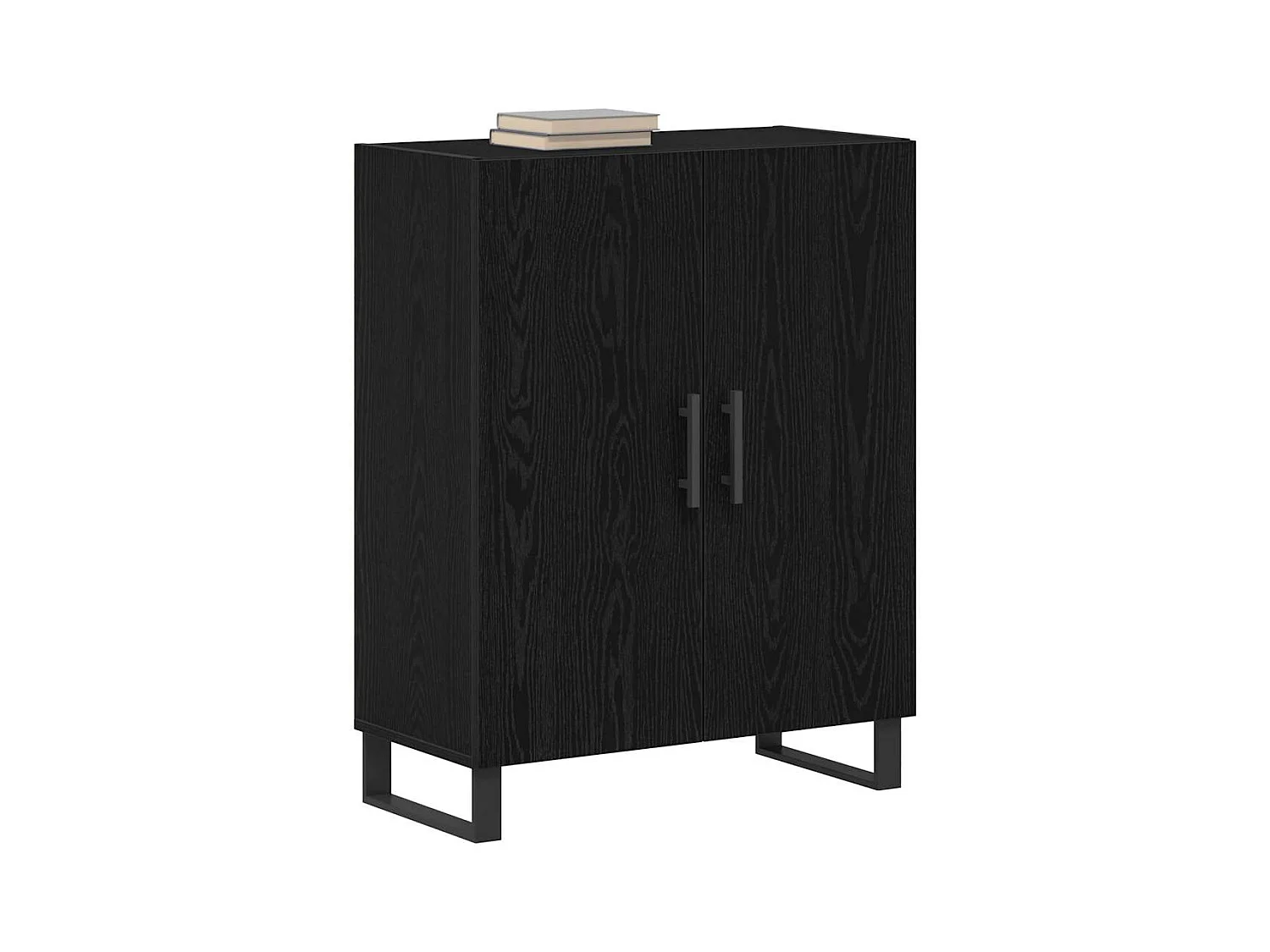 Credenza | Buffet | Armadio Nero Rovere 69,5x34x90 cm Legno ingegnerizzato