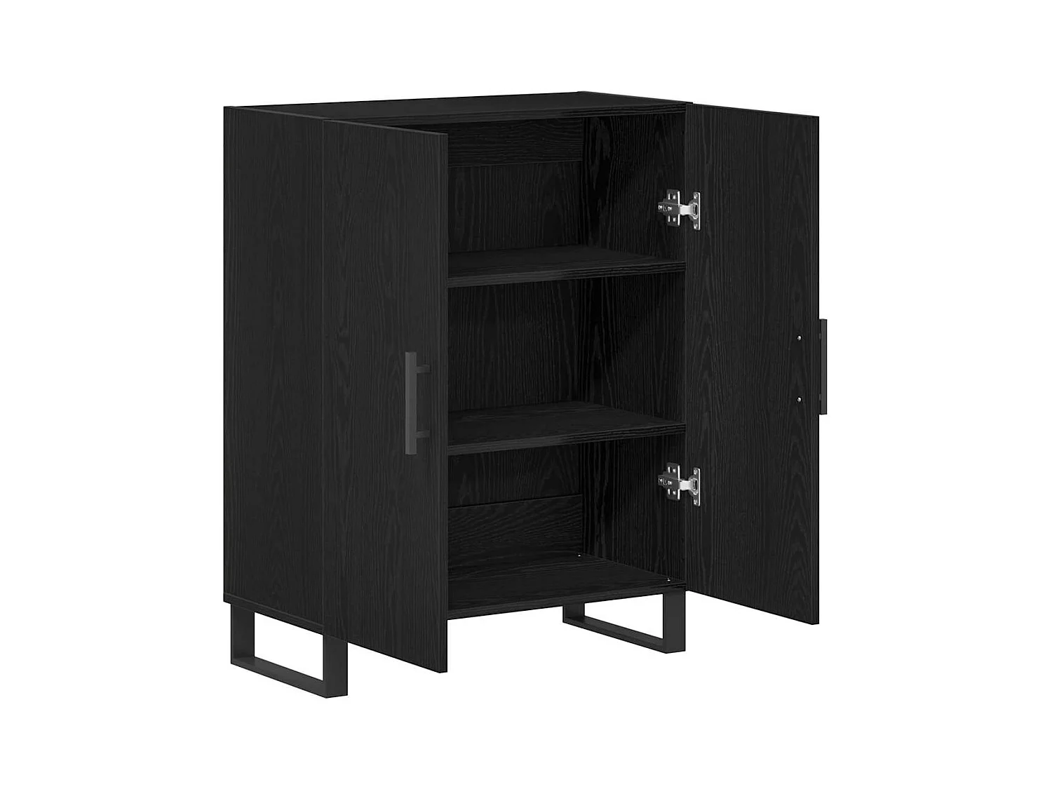Credenza | Buffet | Armadio Nero Rovere 69,5x34x90 cm Legno ingegnerizzato