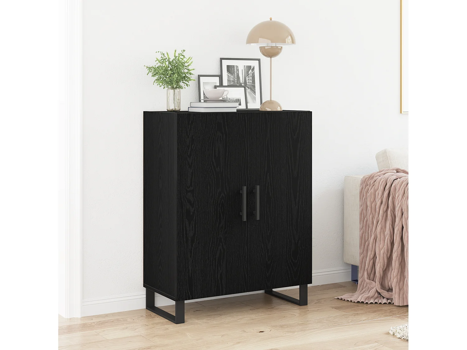 Buffet | Bahut | Meuble de rangement Noir Chêne 69,5x34x90 cm Bois d'ingénierie