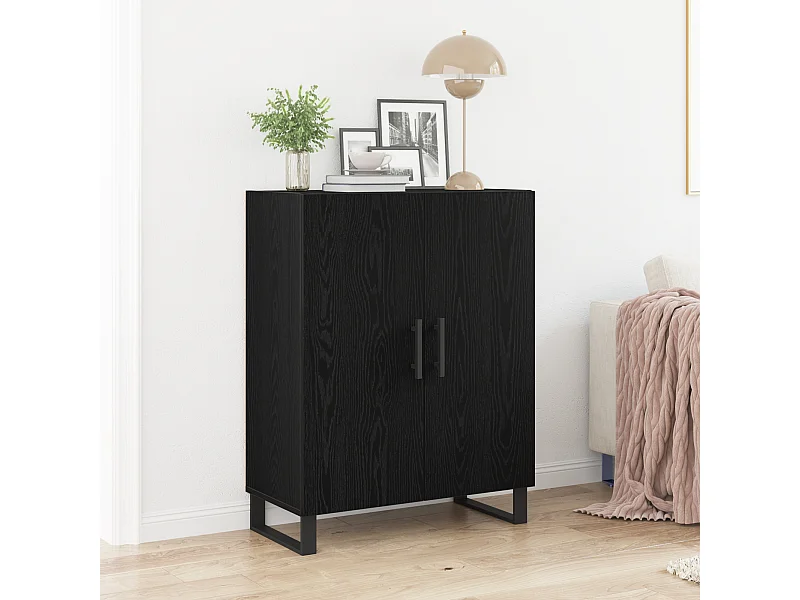 Buffet | Bahut | Meuble de rangement Noir Chêne 69,5x34x90 cm Bois d'ingénierie