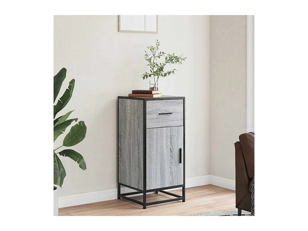 Credenza | Buffet | Armadio Grigio Sonoma 35,5x35x76 cm in Truciolato e Metallo