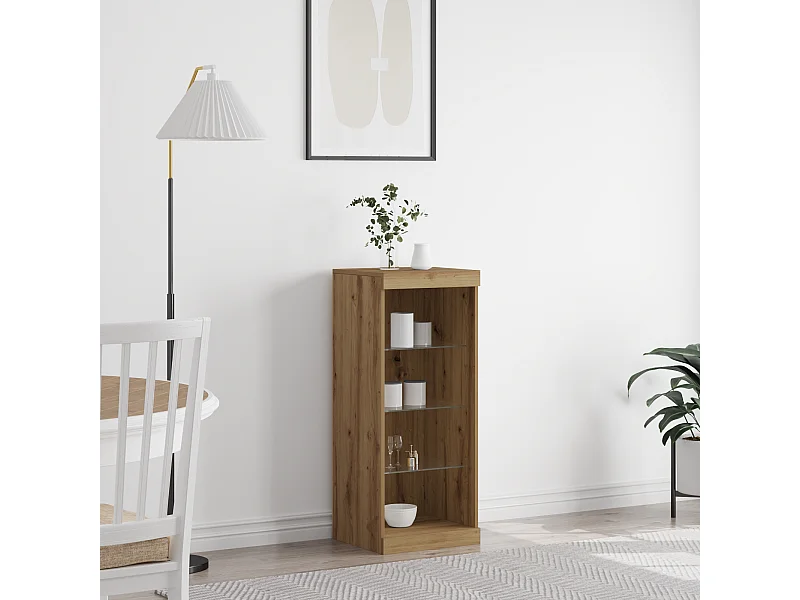 Buffet | Bahut | Meuble de rangement avec lumières LED chêne artisan 41x37x100 cm