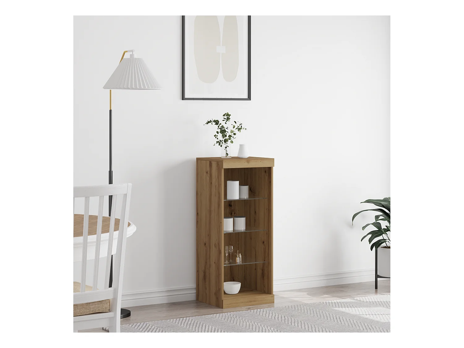 Sideboard | Credenza | Armadio con Luci LED Rovere Artigianale 41x37x100 cm