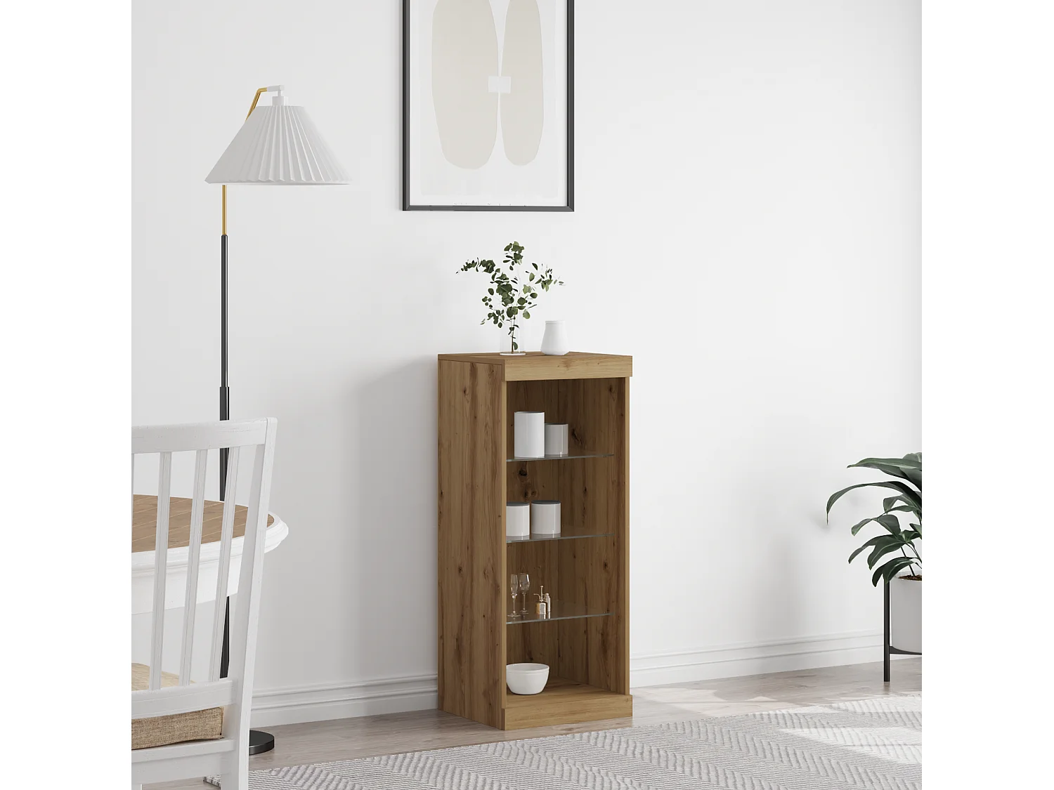 Buffet | Bahut | Meuble de rangement avec lumières LED chêne artisan 41x37x100 cm