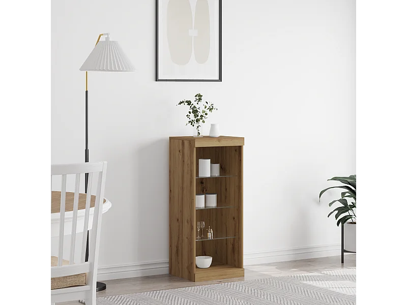 Buffet | Bahut | Meuble de rangement avec lumières LED chêne artisan 41x37x100 cm