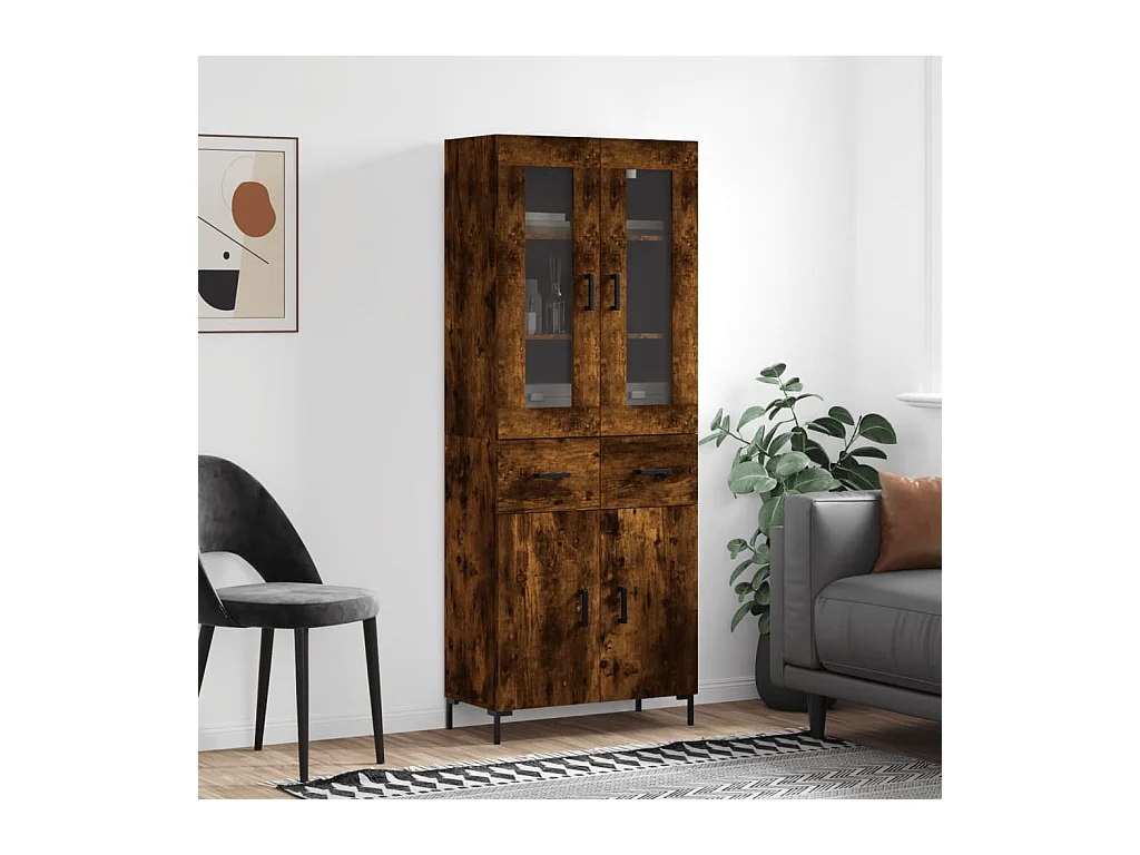 Buffet | Bahut | Meuble de rangement haut Chêne fumé 69,5x34x180 cm Bois d'ingénierie