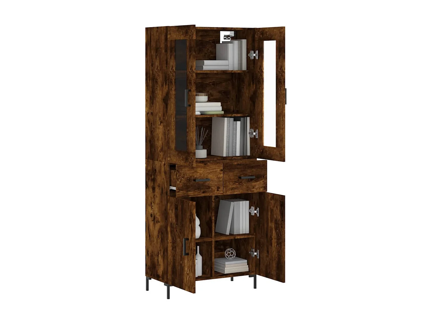 Credenza | Buffet | Armadio Rovere Fumo  69,5x34x180 cm in Legno Multistrato
