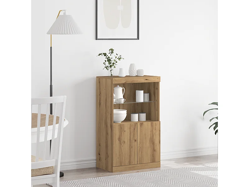 Credenza | Mobile | Armadio con luci LED Rovere Artigianale 60x37x100 cm