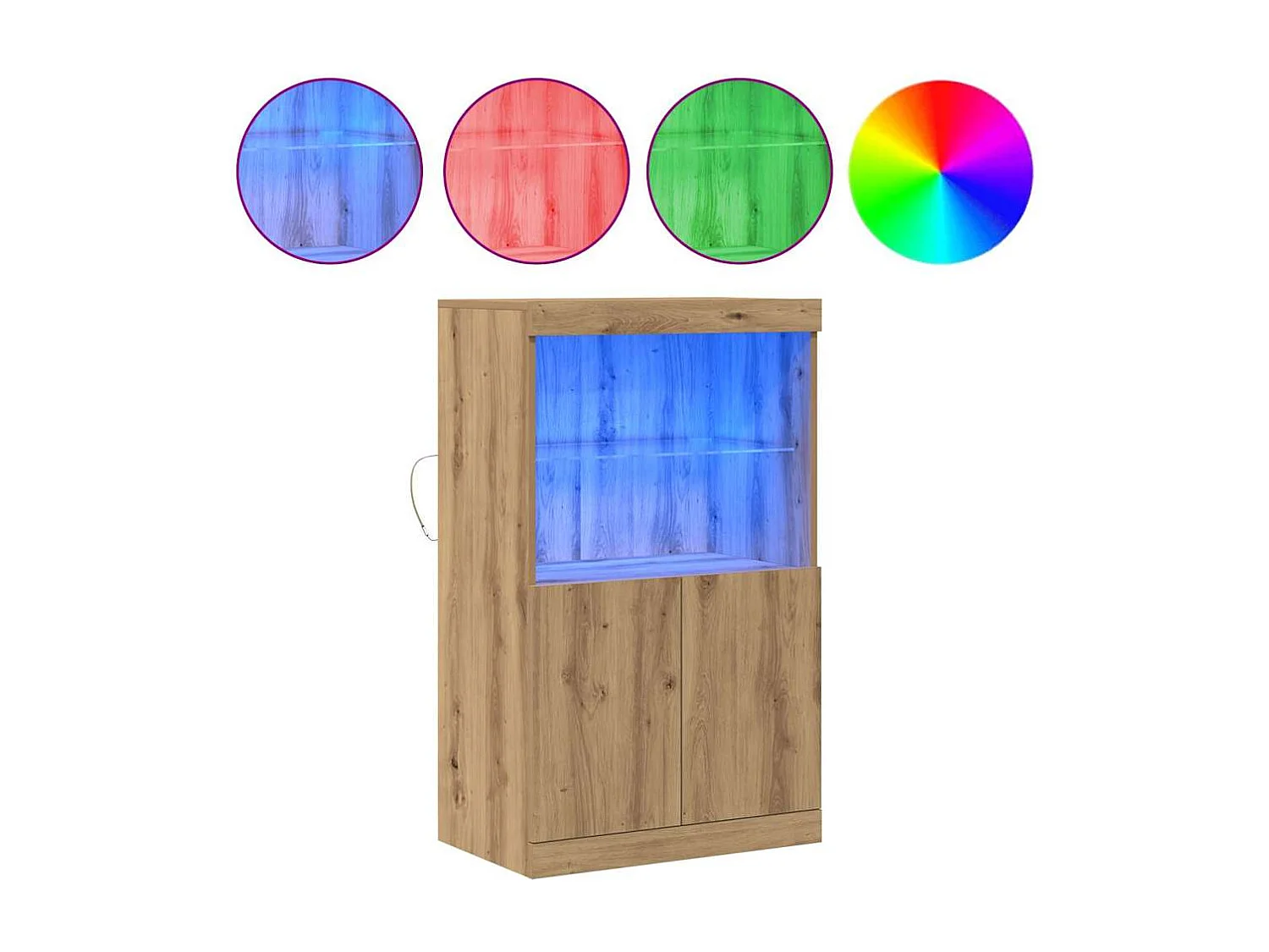 Credenza | Mobile | Armadio con luci LED Rovere Artigianale 60x37x100 cm