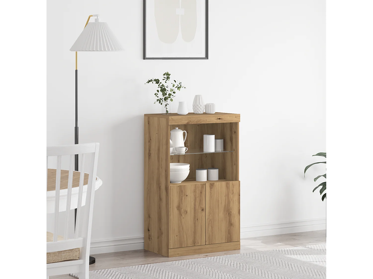 Buffet | Bahut | Meuble de rangement avec lumières LED Chêne Artisan 60x37x100 cm