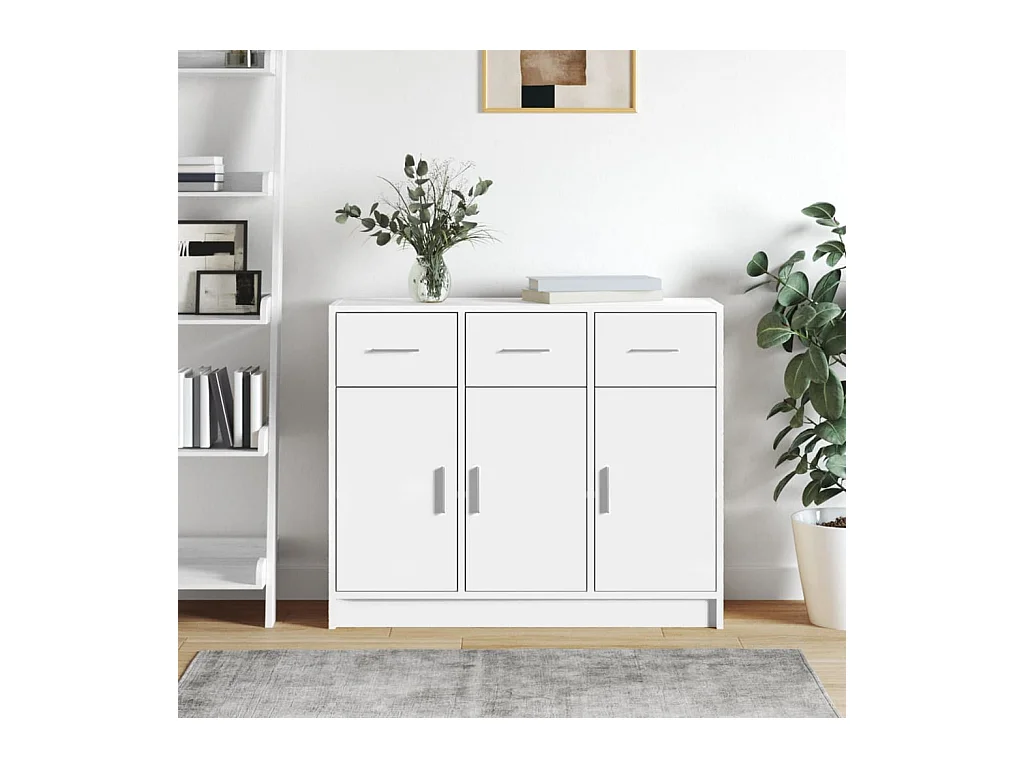 Buffet | Bahut | Meuble de rangement blanc 91x28x75 cm bois d'ingénierie