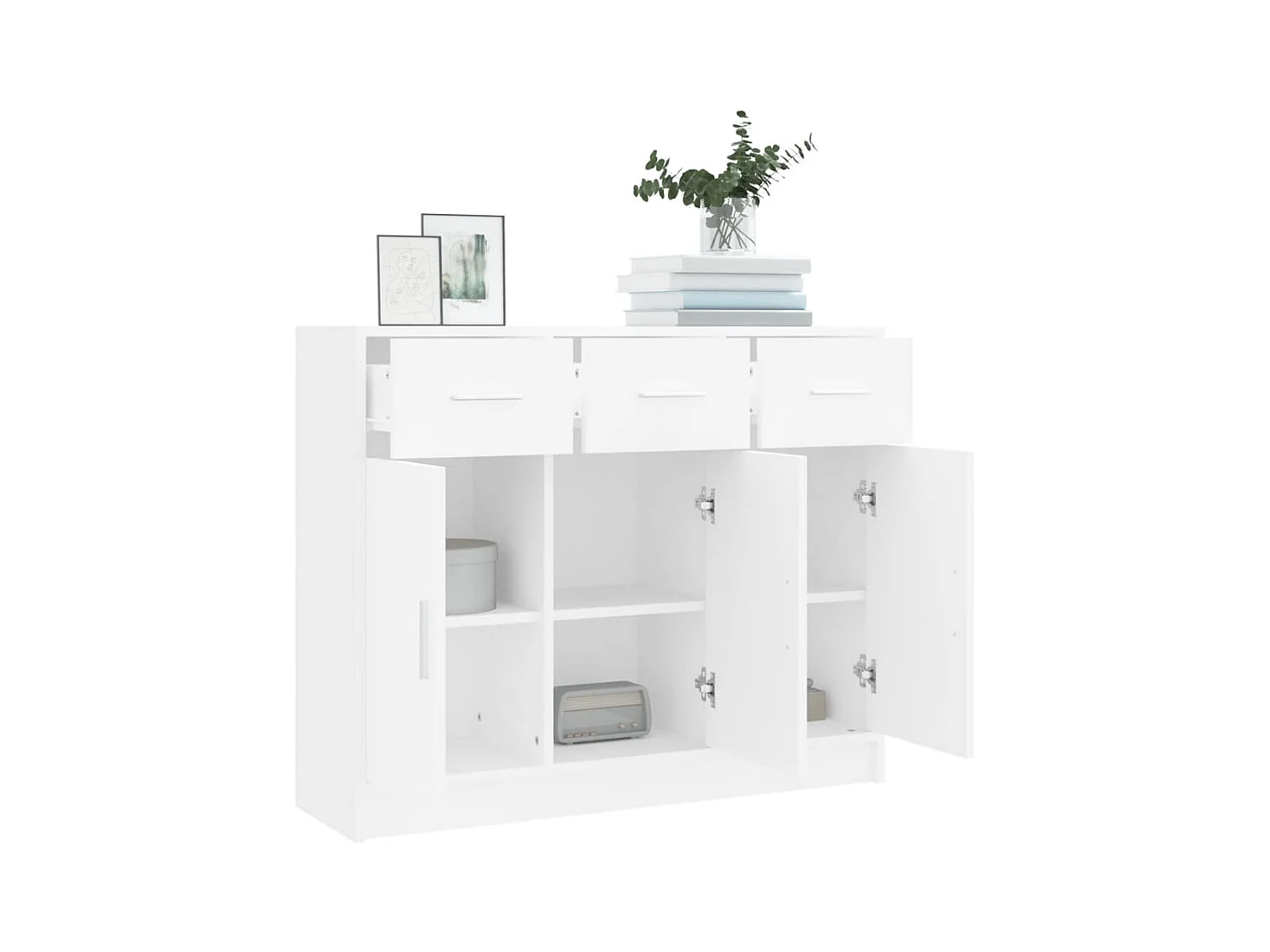 Buffet | Bahut | Meuble de rangement blanc 91x28x75 cm bois d'ingénierie