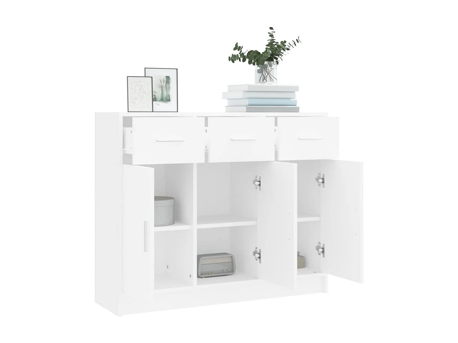 Buffet | Bahut | Meuble de rangement blanc 91x28x75 cm bois d'ingénierie