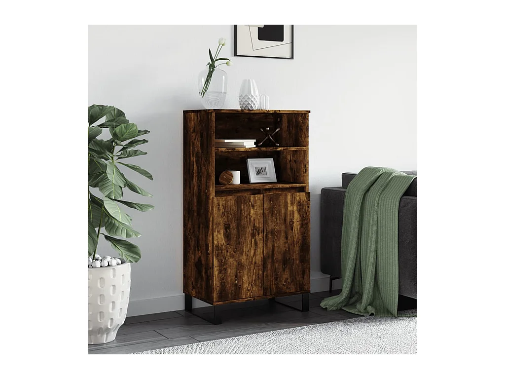 Buffet | Bahut | Meuble de rangement haut Chêne fumé 60x36x110 cm Bois d'ingénierie