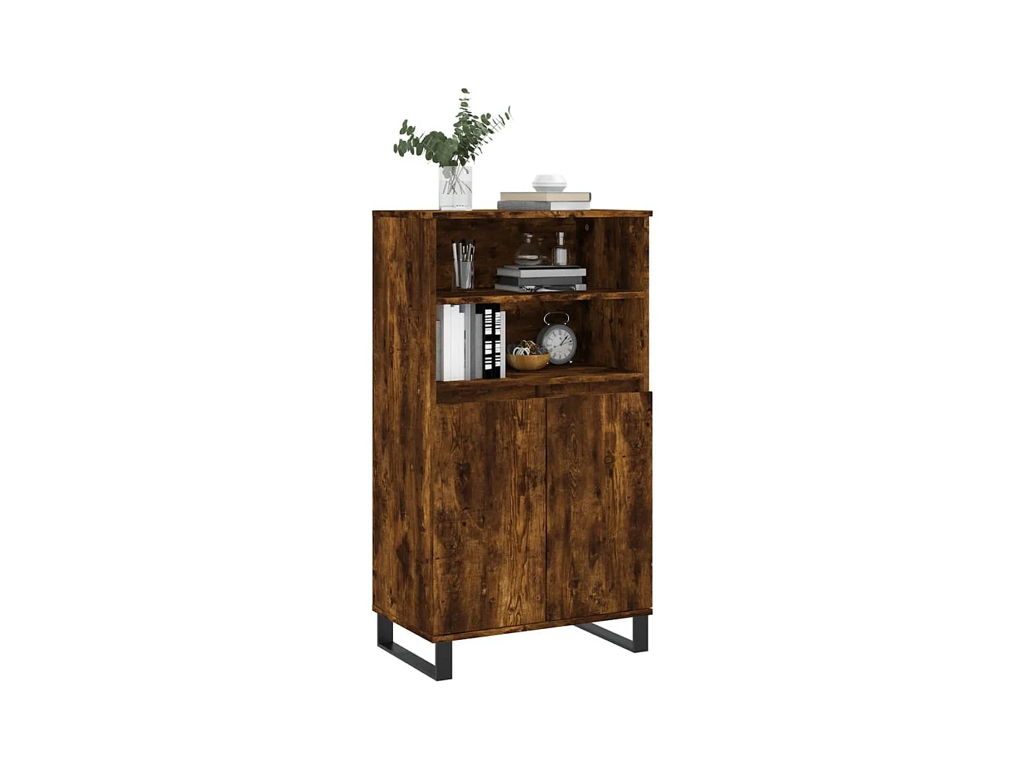 Buffet | Bahut | Meuble de rangement haut Chêne fumé 60x36x110 cm Bois d'ingénierie