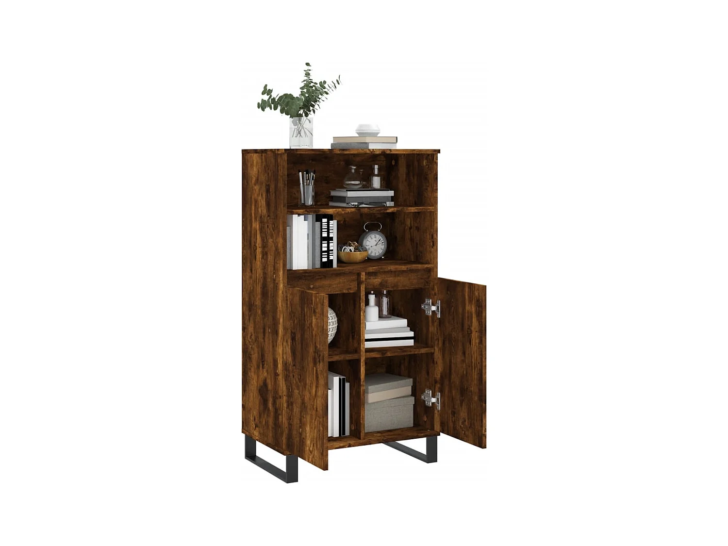 Buffet | Bahut | Meuble de rangement haut Chêne fumé 60x36x110 cm Bois d'ingénierie