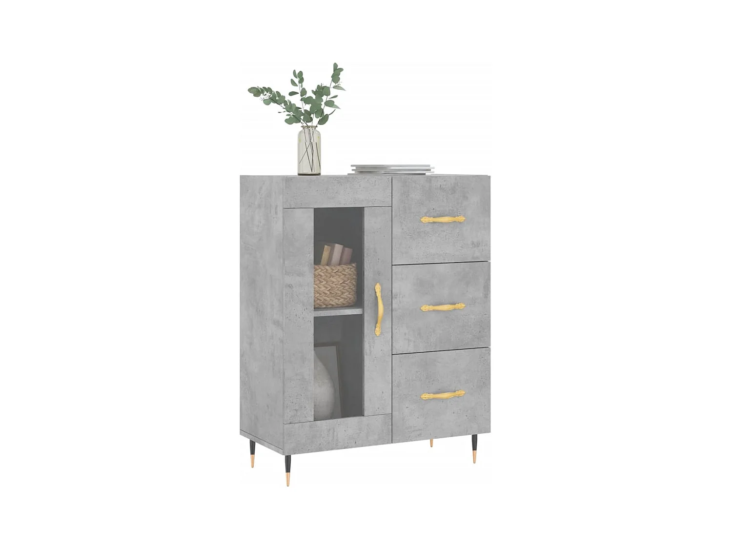 Credenza | Buffet | Armadio Grigio Cemento 69,5x34x90 cm in Legno Multistrato