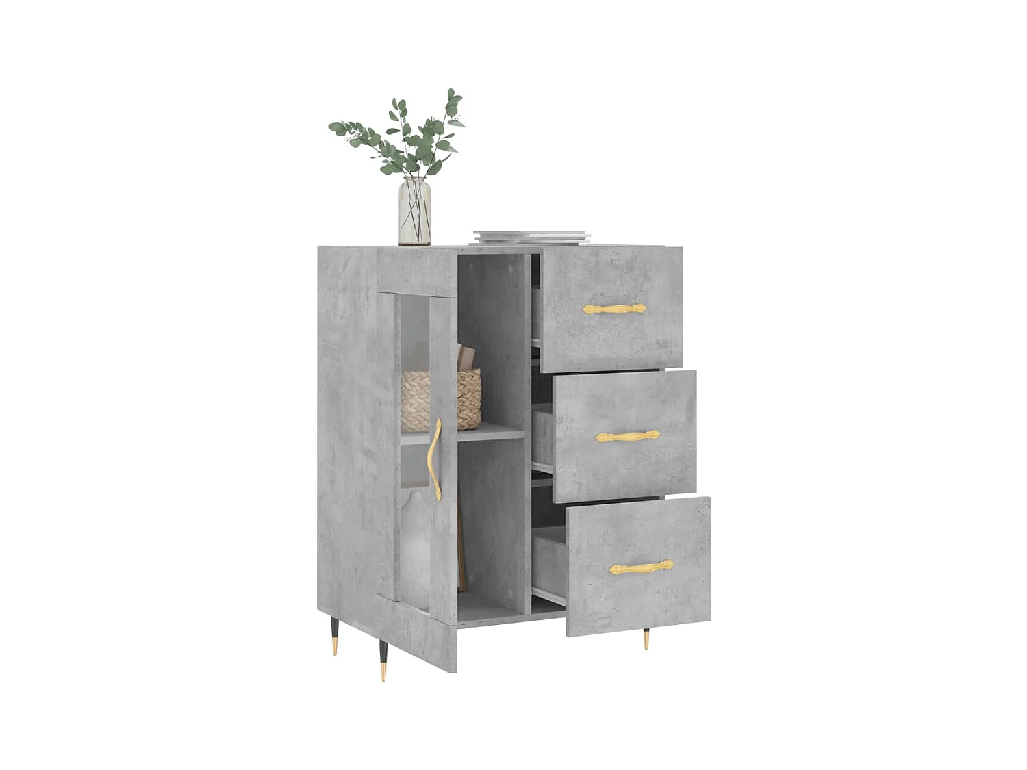 Credenza | Buffet | Armadio Grigio Cemento 69,5x34x90 cm in Legno Multistrato