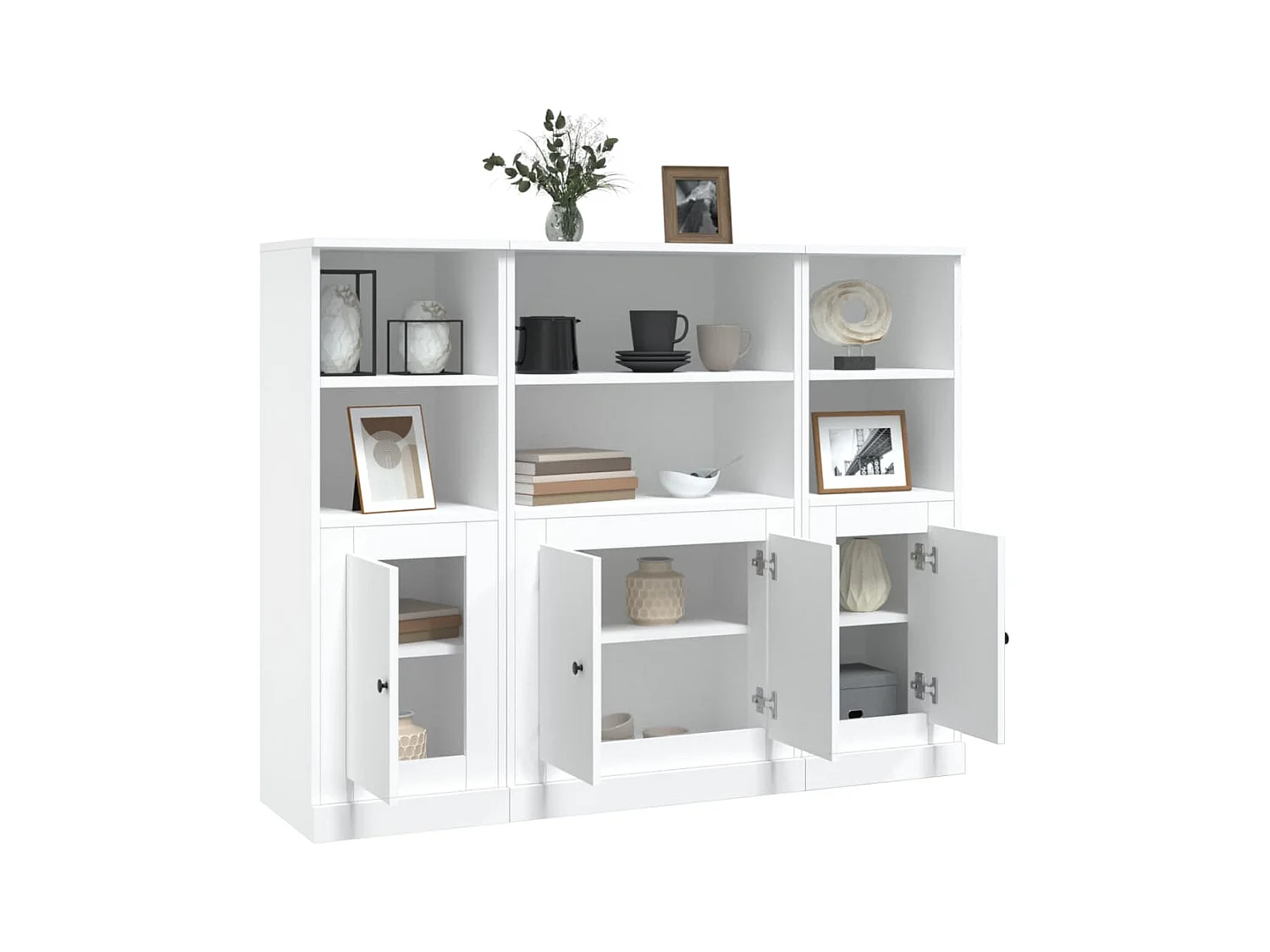 Credenze | Buffet | Armadi 3 pz Bianche in Legno Multistrato