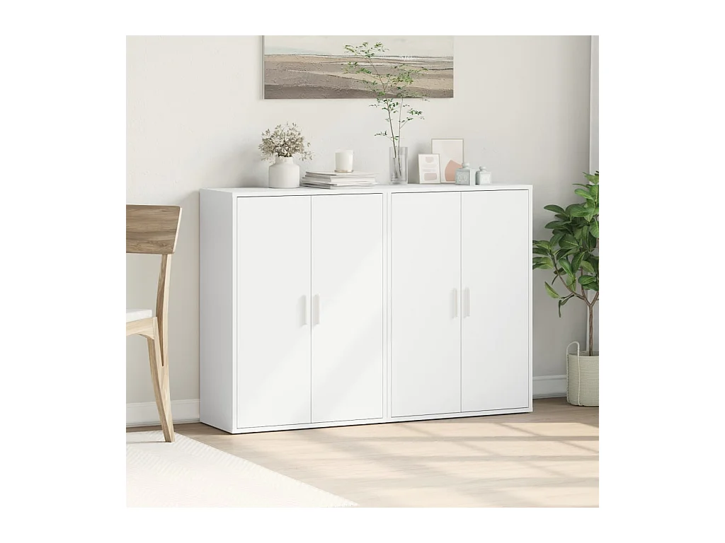 Buffets | Bahuts | Meuble de rangement 2 pcs blanc 60x31x84 cm bois d'ingénierie