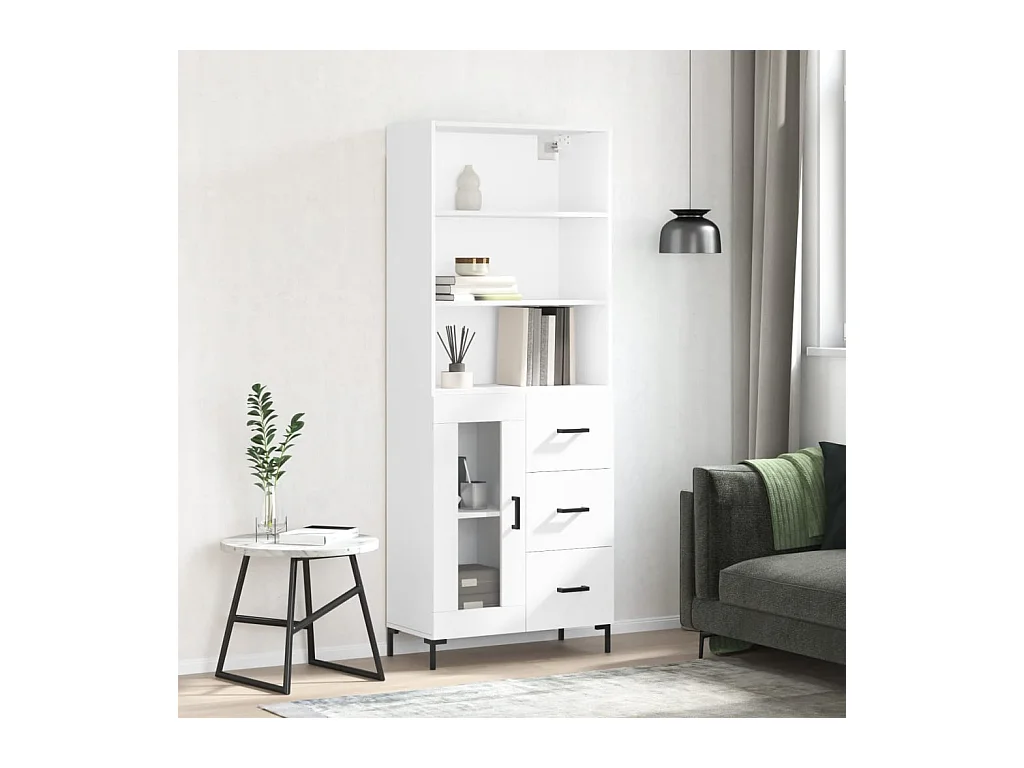 Buffet | Bahut | Meuble de rangement haut Blanc 69,5x34x180 cm Bois d'ingénierie