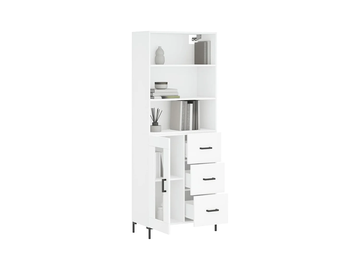 Buffet | Bahut | Meuble de rangement haut Blanc 69,5x34x180 cm Bois d'ingénierie