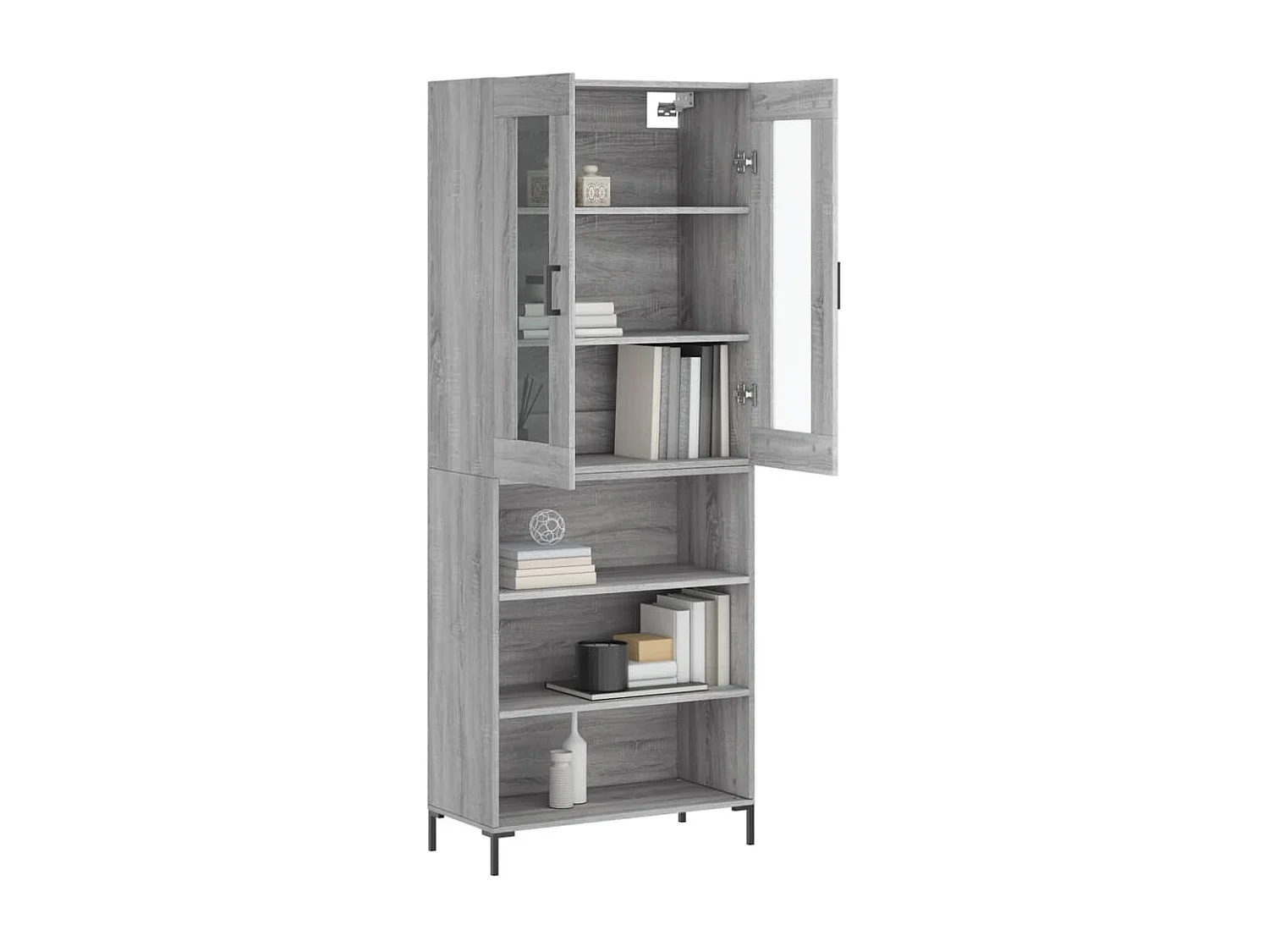Buffet | Bahut | Meuble de rangement haut Sonoma gris 69,5x34x180 cm Bois d'ingénierie