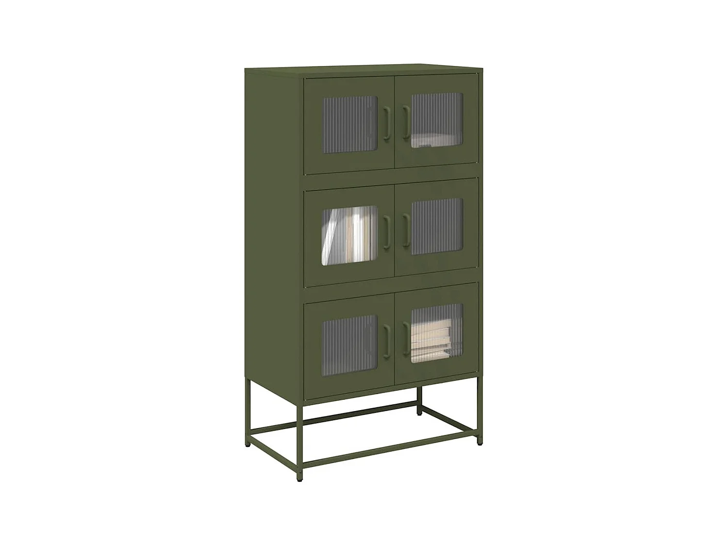Buffet | Bahut | Meuble de rangement haut vert olive 68x39x123 cm acier