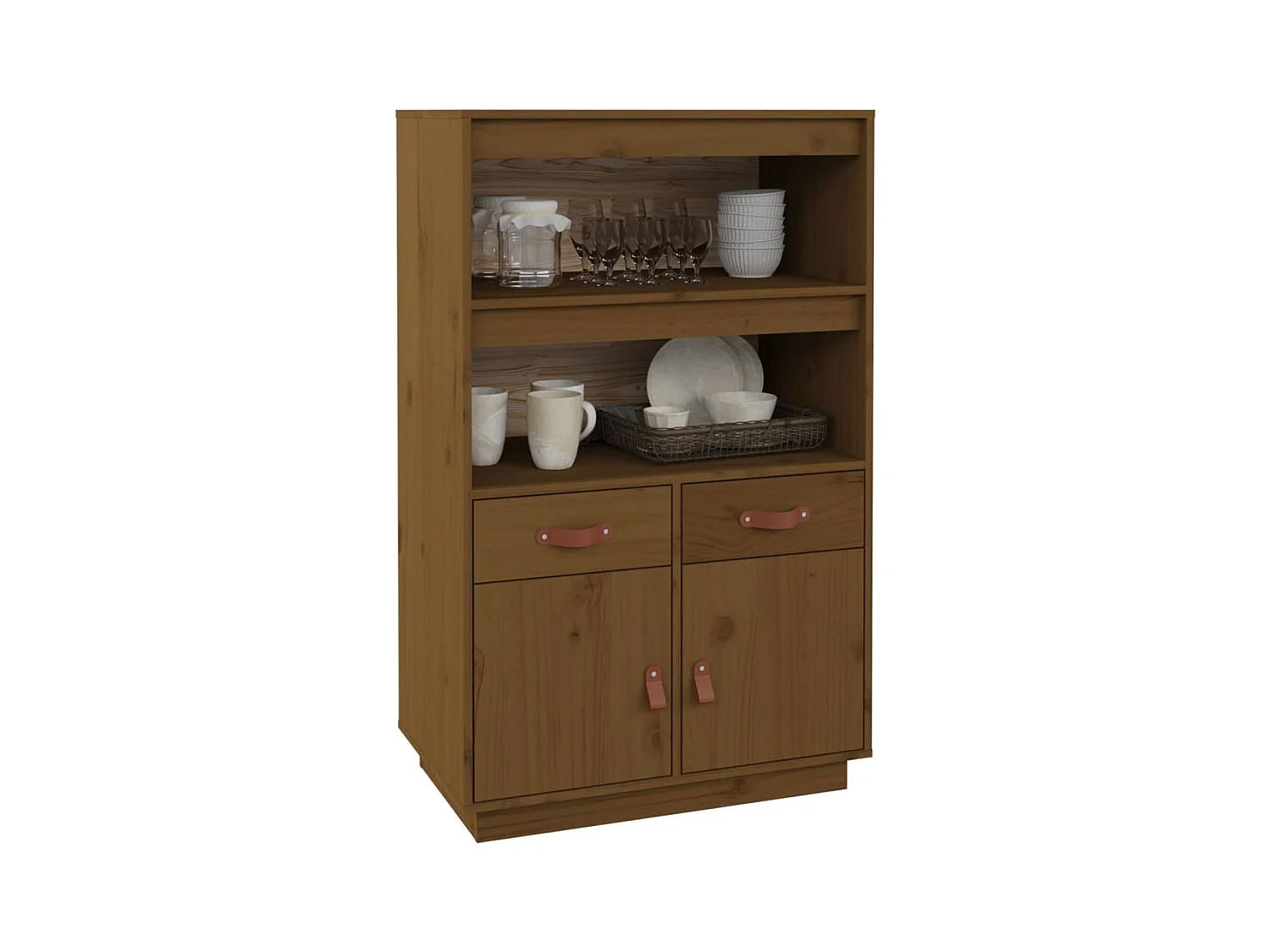 Buffet | Bahut | Meuble de rangement haut Marron miel 67x40x108,5 cm Bois massif de pin