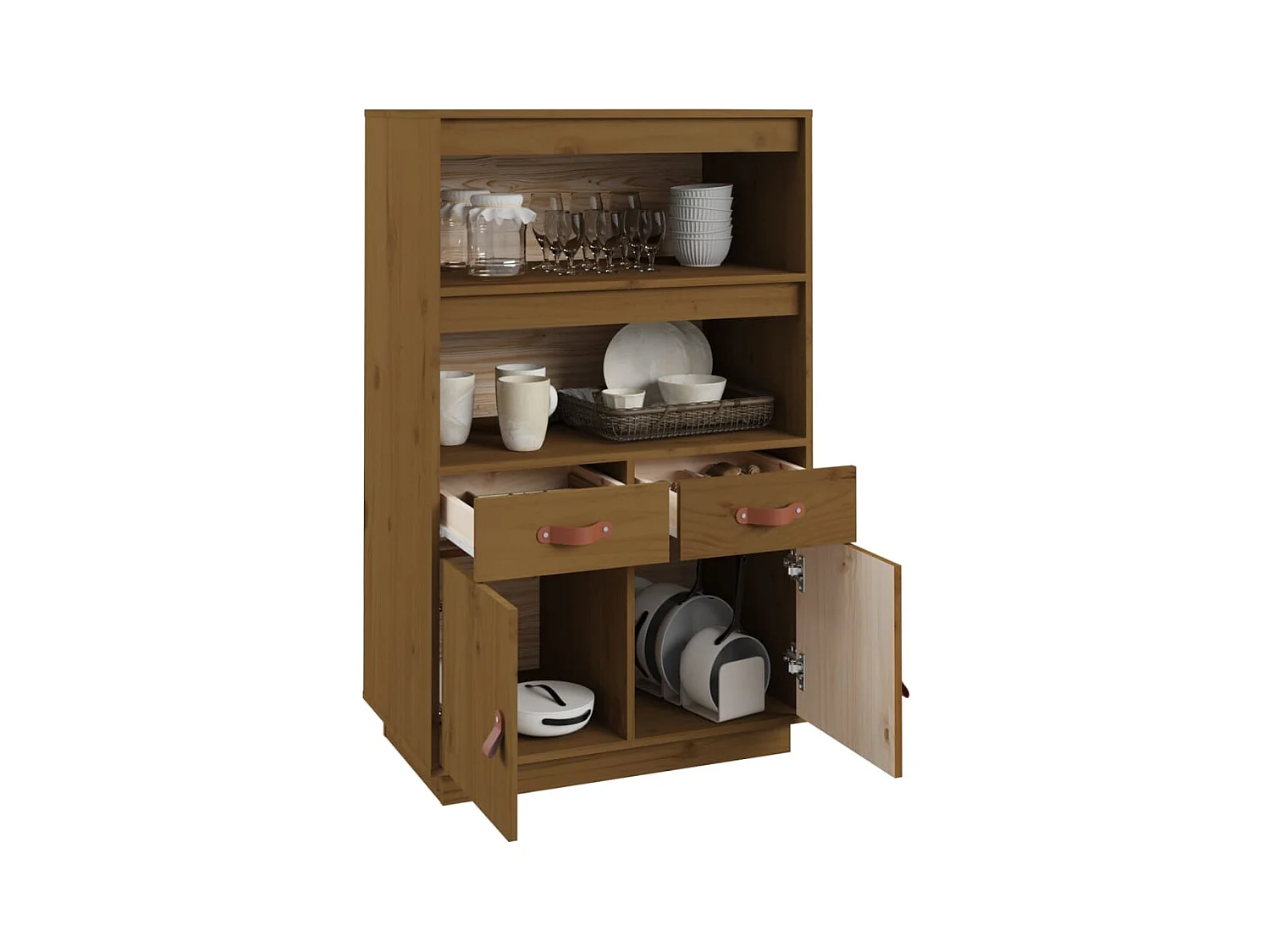 Buffet | Bahut | Meuble de rangement haut Marron miel 67x40x108,5 cm Bois massif de pin