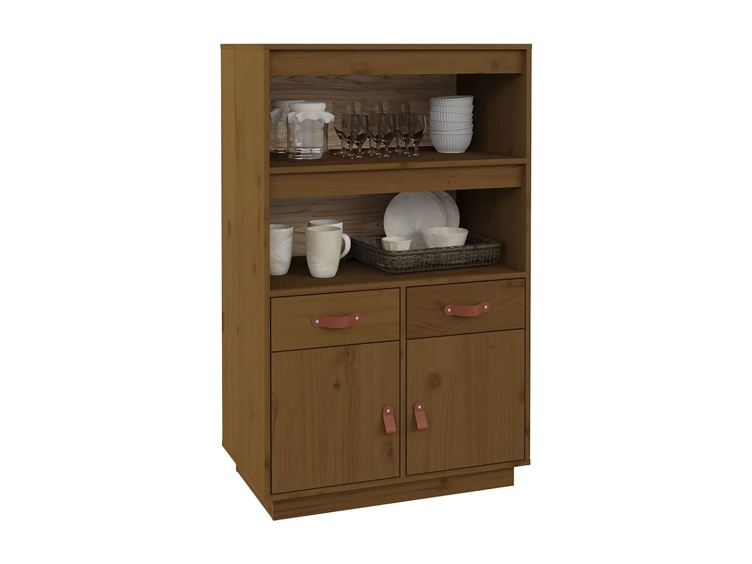 Buffet | Bahut | Meuble de rangement haut Marron miel 67x40x108,5 cm Bois massif de pin