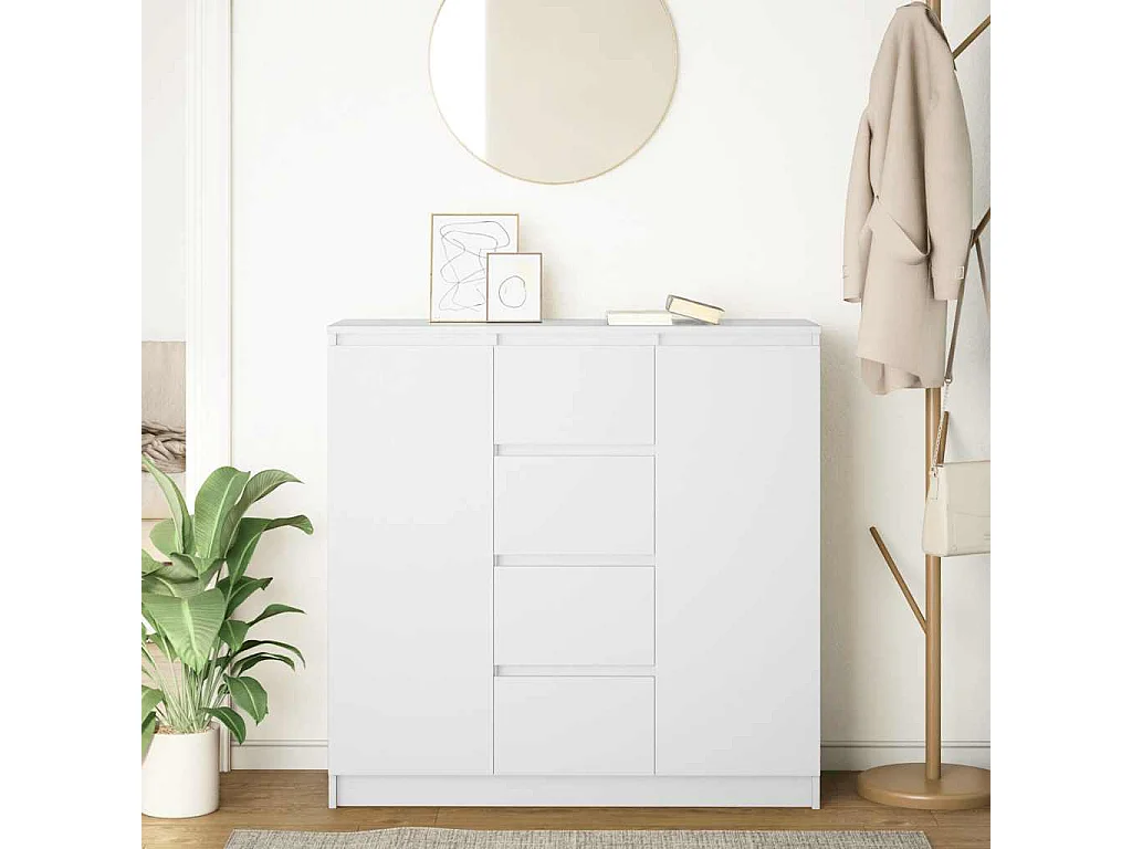 Buffet | Commode à tiroir | Meuble de rangement avec tiroirs blanc 100,5x35x98,5 cm bois d'ingénierie