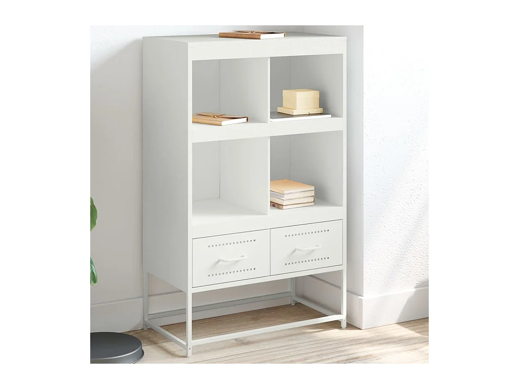 Buffet | Commode à tiroir | Meuble de rangement haut blanc 68x39x111,5 cm acier