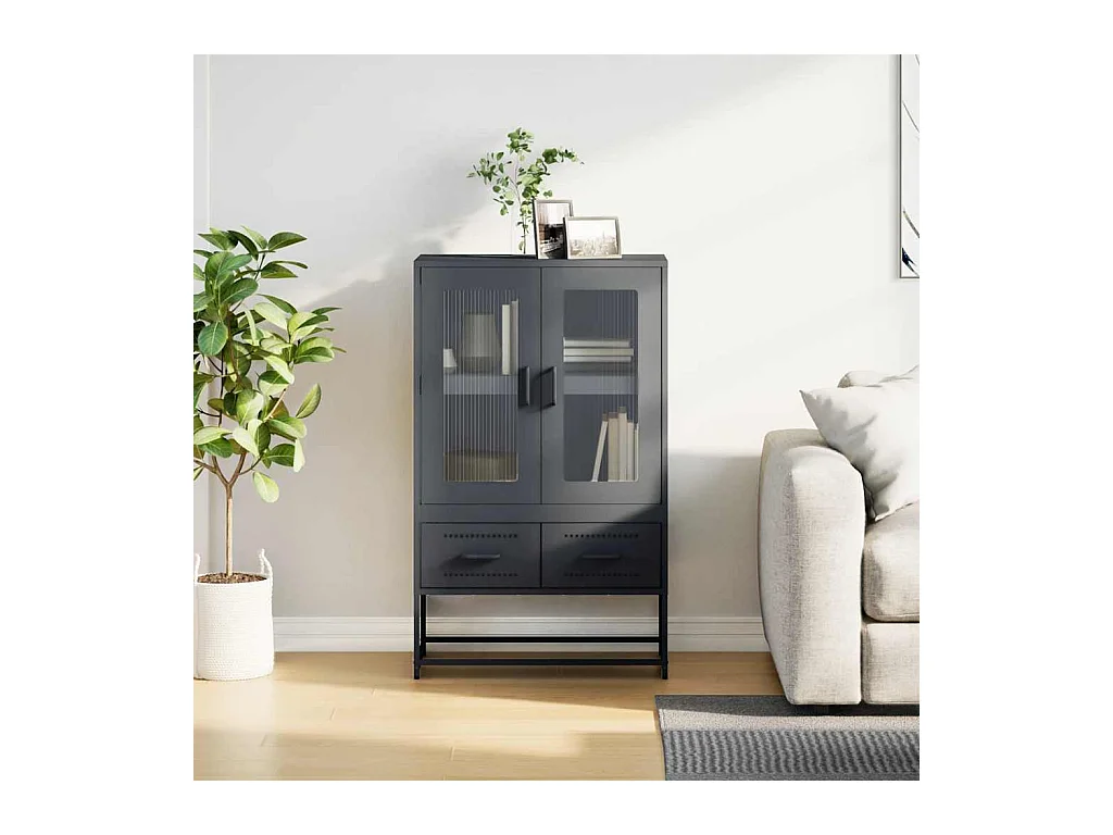 Credenza | Buffet | Armadio Antracite 68x39x111,5 cm Acciaio