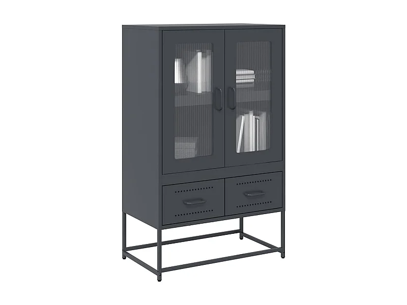 Buffet | Commode à tiroir | Meuble de rangement haut anthracite 68x39x111,5 cm acier