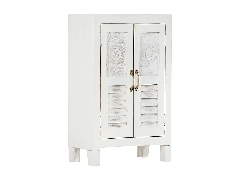 Credenza | Buffet | Armadio Bianca 55x30x90 cm in Legno Massello di Acacia