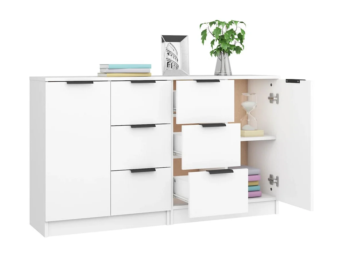 Buffets | Bahuts | Meuble de rangement 2 pcs blanc 60x30x70 cm Bois d'ingénierie