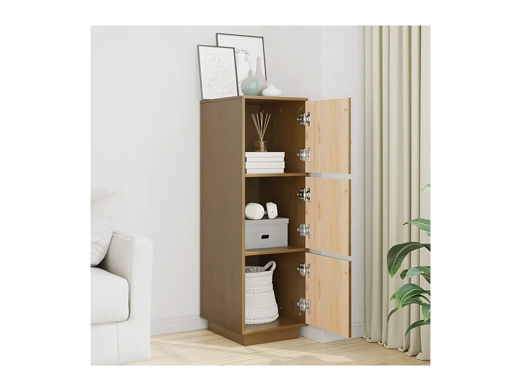 Buffet | Bahut | Meuble de rangement haut Marron miel 34x40x108,5 cm Bois massif de pin